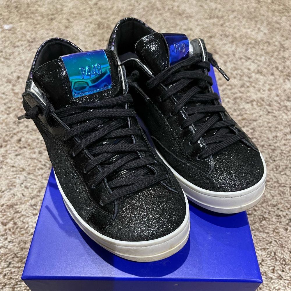 P448 Black Glitter Sneakers Size 36